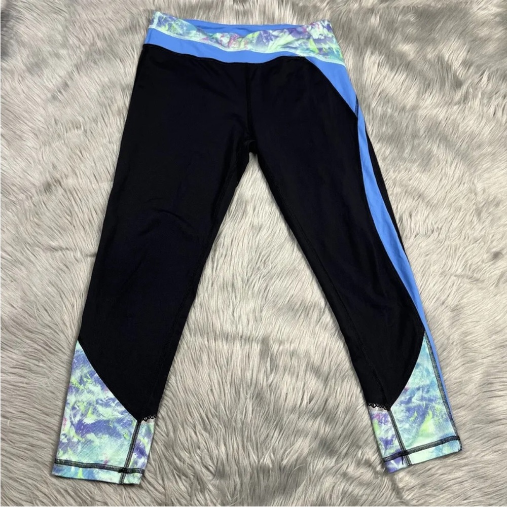 Ivivva Girls Black Multicolored Crop Leggings Size 14